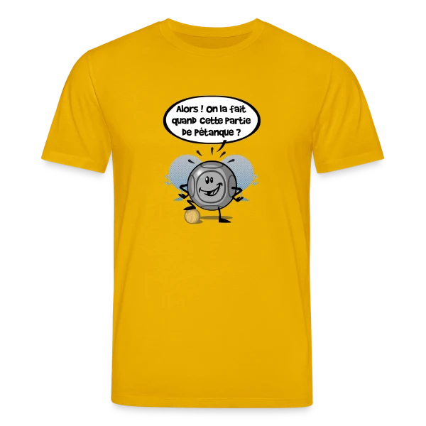 Maquette de T-shirt bio CREATOR Stanley/Stella Unisexe « Pétanque ?! : La Question Qui Tue (ou pas) » à personnaliser