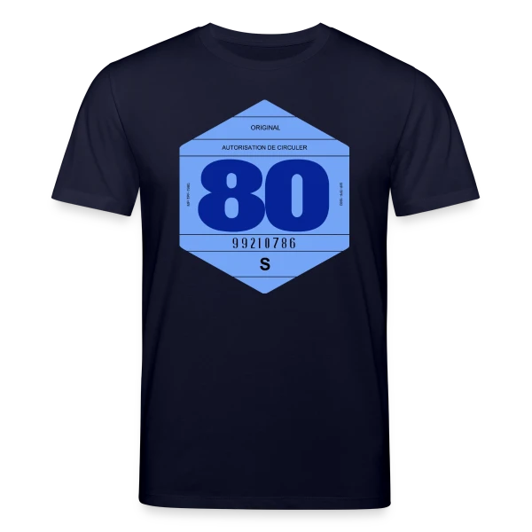 Maquette de T-shirt bio CREATOR Stanley/Stella Unisexe « Vignette Automobile Rétro France Années 80 » à personnaliser