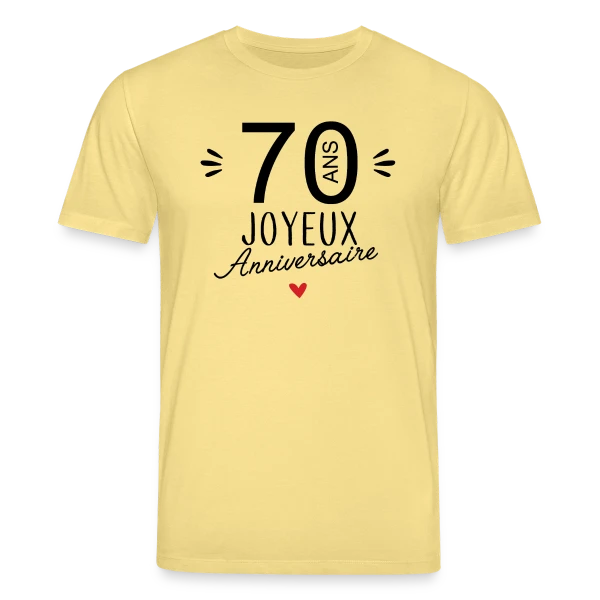 Maquette de T-shirt bio CREATOR Stanley/Stella Unisexe « Anniversaire 70 Ans : L'Âge d'Or Célébré » à personnaliser