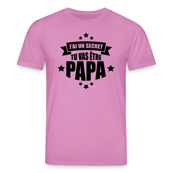 Maquette de T-shirt bio CREATOR Stanley/Stella Unisexe « J'ai un Secret : Tu Vas Être Papa ! Annonce Surprise » à personnaliser