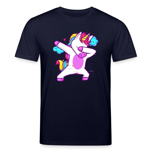 Maquette de T-shirt bio CREATOR Stanley/Stella Unisexe « Licorne Dabbing Stylée Néon » à personnaliser