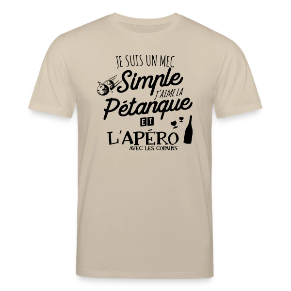Maquette de T-shirt bio CREATOR Stanley/Stella Unisexe « Pétanque & Apéro : L'Équipe Gagnante » à personnaliser