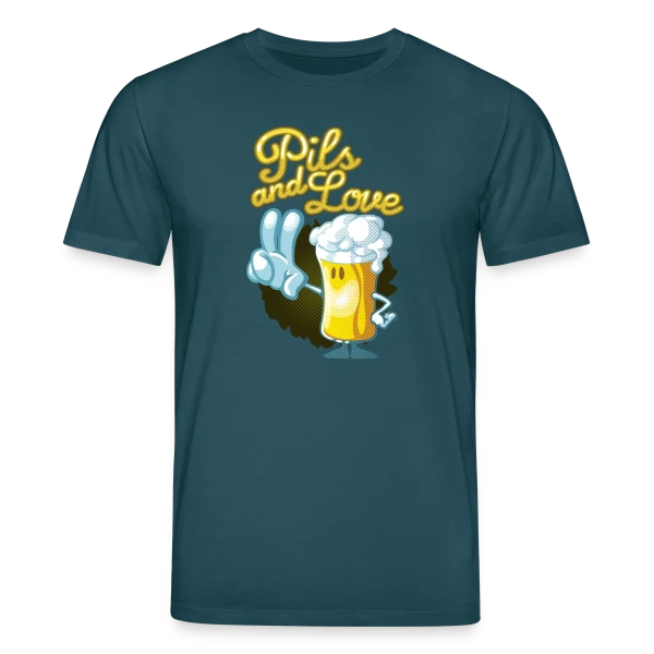 Maquette de T-shirt bio CREATOR Stanley/Stella Unisexe « Pils & Love : La Bière et l'Amour en Version Cartoon » à personnaliser