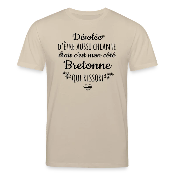 Maquette de T-shirt bio CREATOR Stanley/Stella Unisexe « Mon Côté Bretonne : Fierté et Caractère Bien Trempé » à personnaliser