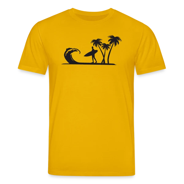 Maquette de T-shirt bio CREATOR Stanley/Stella Unisexe « Surfeur Vague Palmiers » à personnaliser