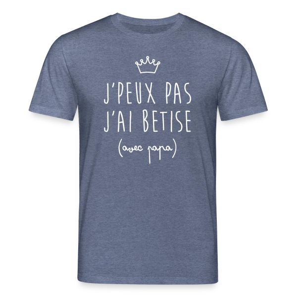 Maquette de T-shirt bio CREATOR Stanley/Stella Unisexe « J'peux pas j'ai Bêtise avec Papa - Humour Enfant » à personnaliser