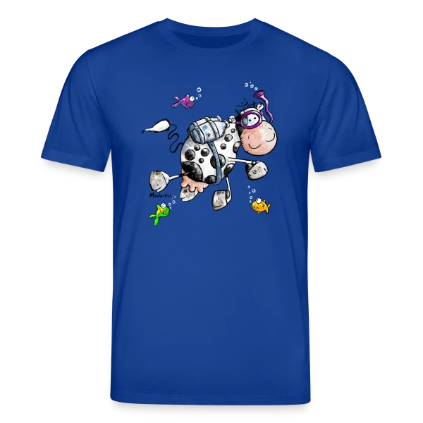 Maquette de T-shirt bio CREATOR Stanley/Stella Unisexe « La Vache Marine Plongeuse Cartoon » à personnaliser