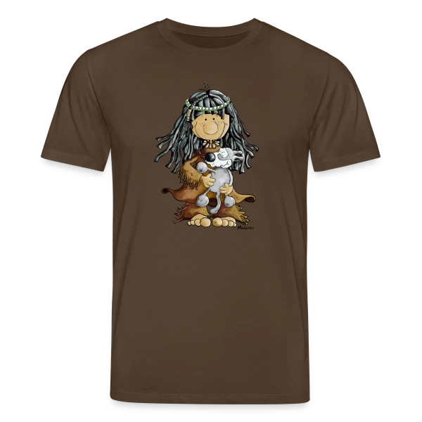 Maquette de T-shirt bio CREATOR Stanley/Stella Unisexe « Petite Indienne et son Loup Ami » à personnaliser