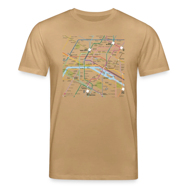 Maquette de T-shirt bio CREATOR Stanley/Stella Unisexe « Plan Métro Parisien » à personnaliser
