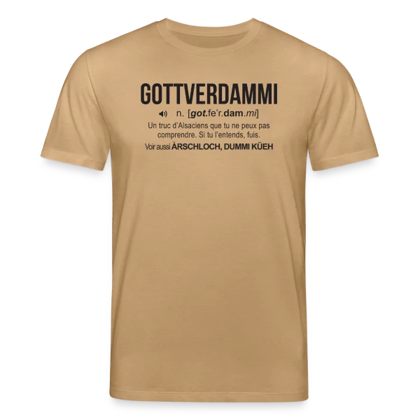 Maquette de T-shirt bio CREATOR Stanley/Stella Unisexe « Gottverdammi Définition Alsace » à personnaliser