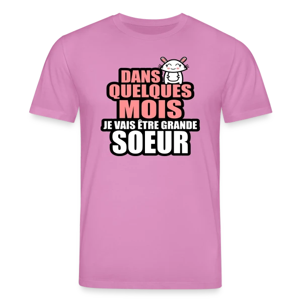 Maquette de T-shirt bio CREATOR Stanley/Stella Unisexe « Future Grande-Sœur : L'Annonce Tendre » à personnaliser