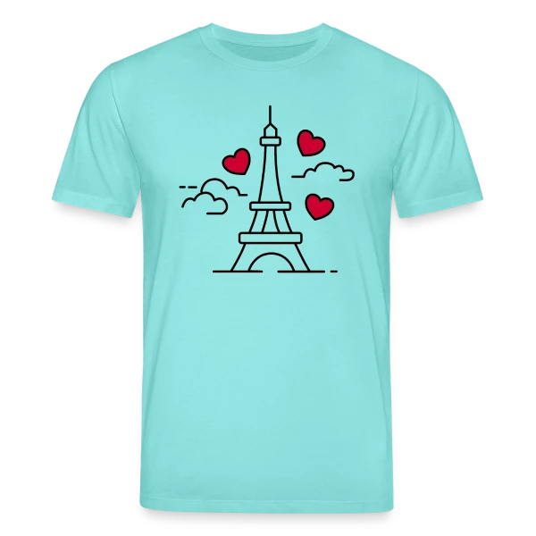 Maquette de T-shirt bio CREATOR Stanley/Stella Unisexe « Tour Eiffel Cœurs Volants » à personnaliser