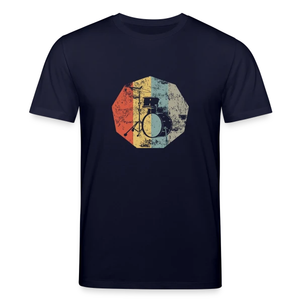Maquette de T-shirt bio CREATOR Stanley/Stella Unisexe « Batterie Rétro Musique Vintage » à personnaliser