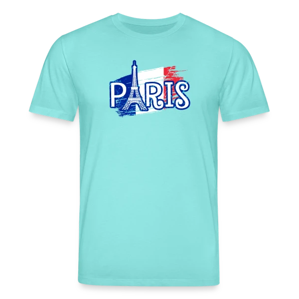 Maquette de T-shirt bio CREATOR Stanley/Stella Unisexe « Paris Tour Eiffel Drapeau » à personnaliser