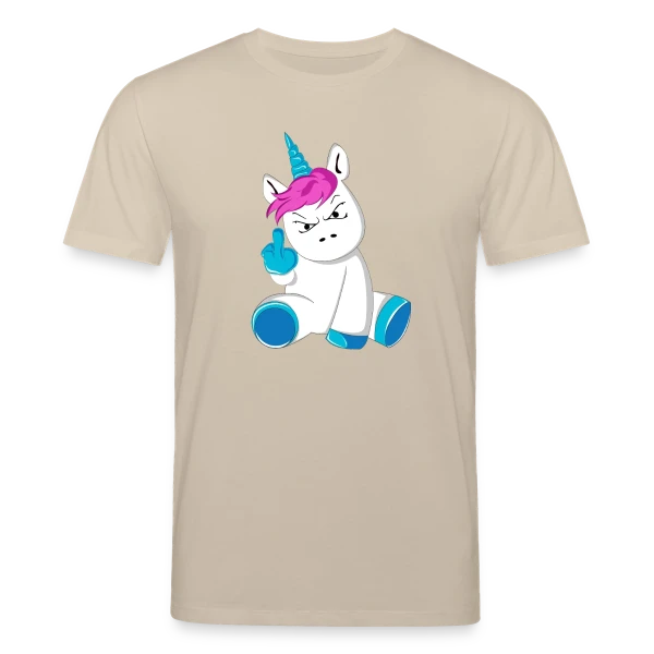 Maquette de T-shirt bio CREATOR Stanley/Stella Unisexe « Licorne Furieuse Doigt d'Honneur » à personnaliser