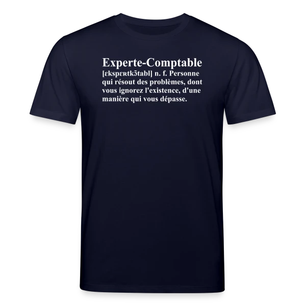 Maquette de T-shirt bio CREATOR Stanley/Stella Unisexe « Définition de l'Experte-Comptable | T-Shirt Humour Métier Femme » à personnaliser