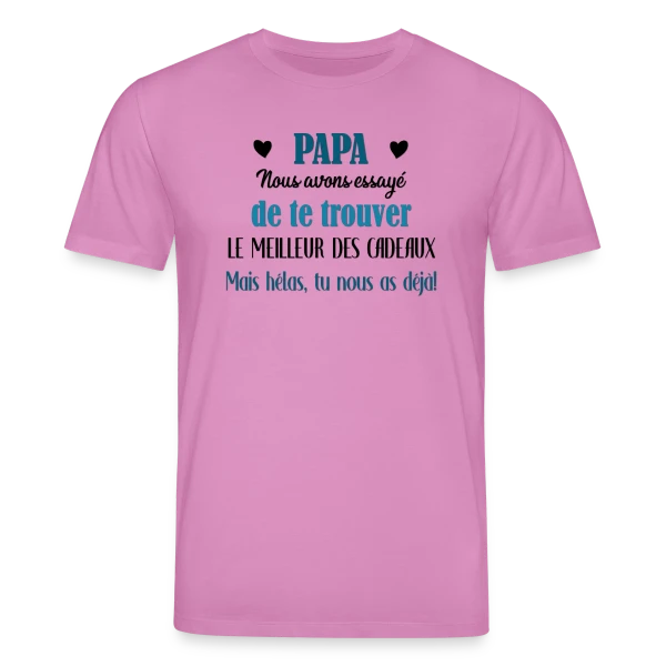 Maquette de T-shirt bio CREATOR Stanley/Stella Unisexe « Papa, le Meilleur des Cadeaux (avec vos prénoms) » à personnaliser