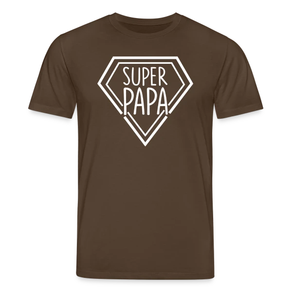 Maquette de T-shirt bio CREATOR Stanley/Stella Unisexe « Super Papa - Idée Cadeau Noël & Fête des Pères » à personnaliser
