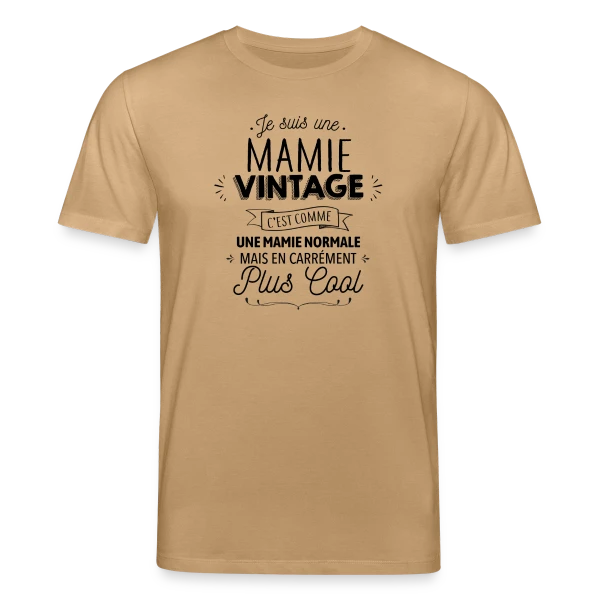 Maquette de T-shirt bio CREATOR Stanley/Stella Unisexe « Mamie Vintage, Carrément Plus Cool » à personnaliser