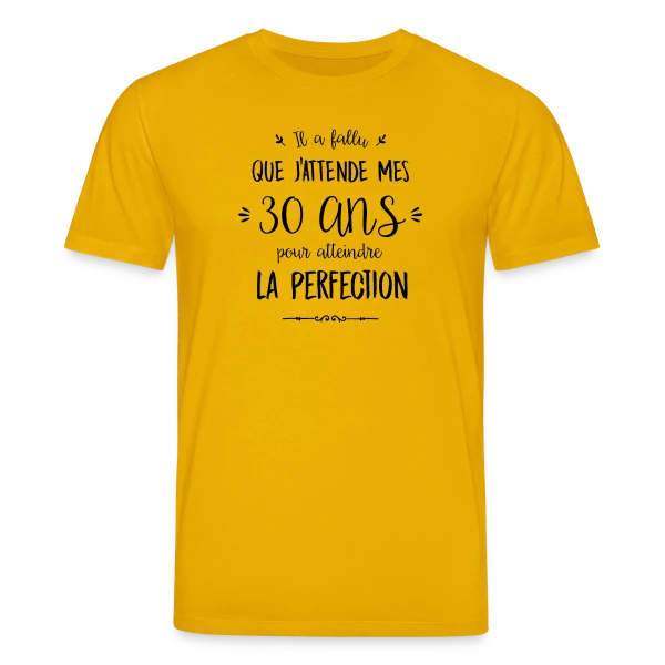 Maquette de T-shirt bio CREATOR Stanley/Stella Unisexe « 30 Ans : La Perfection Atteinte ! » à personnaliser