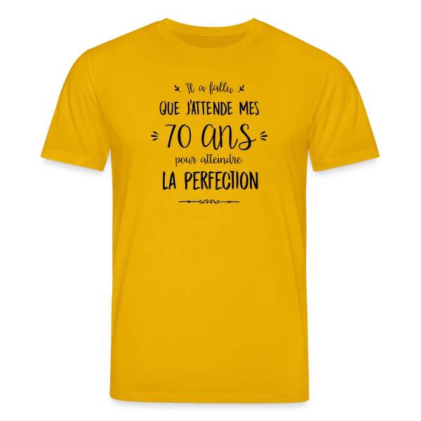 Maquette de T-shirt bio CREATOR Stanley/Stella Unisexe « 70 Ans : L'Âge d'Or de la Perfection » à personnaliser