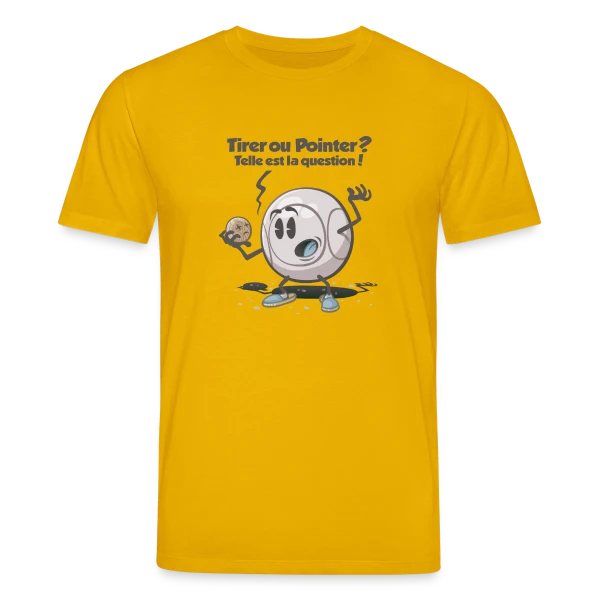 Maquette de T-shirt bio CREATOR Stanley/Stella Unisexe « Pétanque : Tirer ou pointer ? » à personnaliser