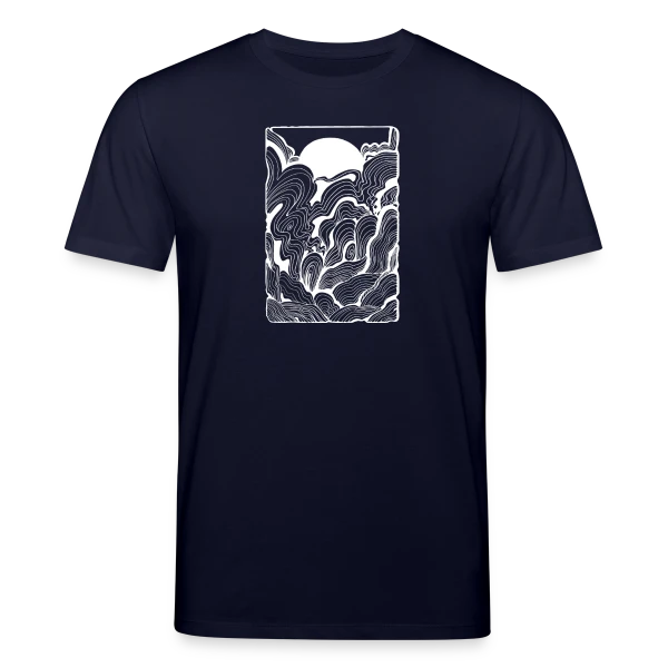 Maquette de T-shirt bio CREATOR Stanley/Stella Unisexe « Doodle Océan au Lever du Soleil » à personnaliser