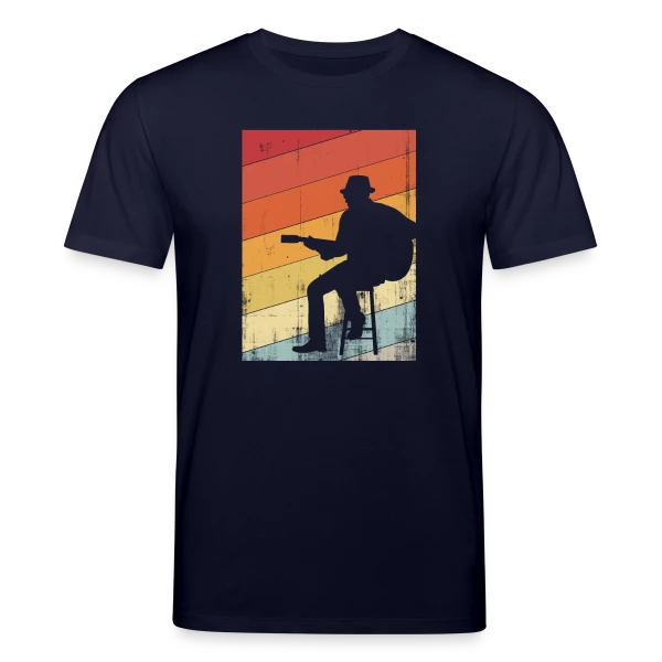 Maquette de T-shirt bio CREATOR Stanley/Stella Unisexe « Guitariste Jazz Rétro » à personnaliser