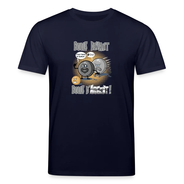 Maquette de T-shirt bio CREATOR Stanley/Stella Unisexe « Boule devant boule d'argent - Pétanque » à personnaliser