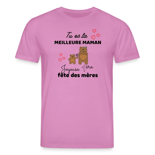 Maquette de T-shirt bio CREATOR Stanley/Stella Unisexe « Bébé Ma Première Fête des Mères : Meilleure Maman Ours » à personnaliser
