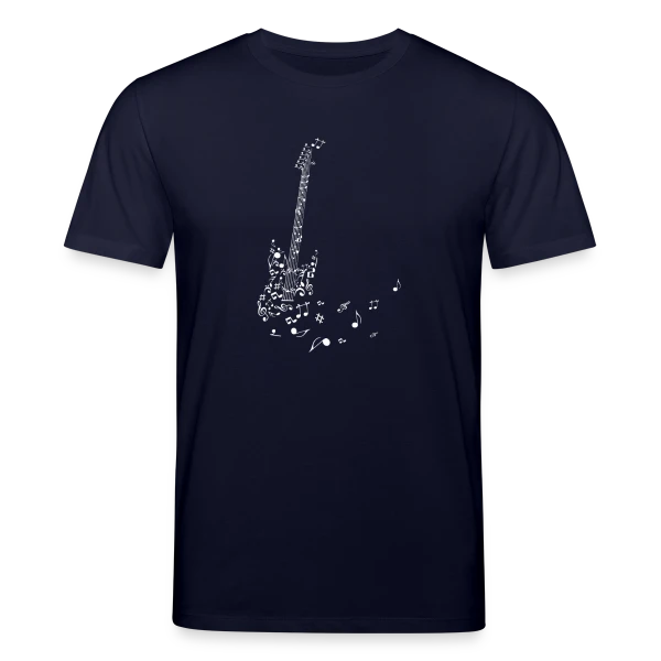 Maquette de T-shirt bio CREATOR Stanley/Stella Unisexe « Guitare et Notes Volantes : La Musique en Liberté » à personnaliser
