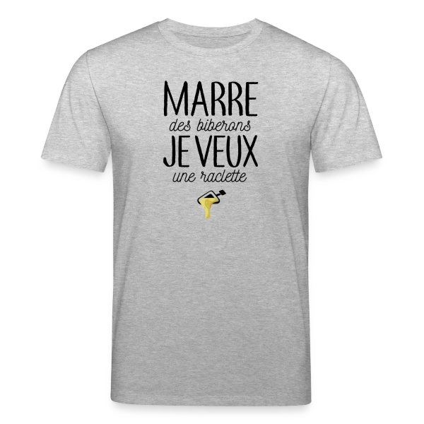 Maquette de T-shirt bio CREATOR Stanley/Stella Unisexe « Bébé Gourmand : Marre des Biberons, Je Veux une Raclette ! » à personnaliser