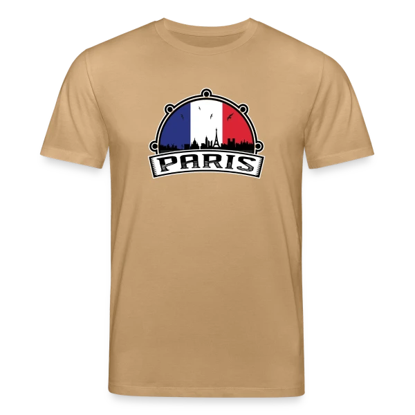 Maquette de T-shirt bio CREATOR Stanley/Stella Unisexe « Paris Skyline Drapeau Français » à personnaliser