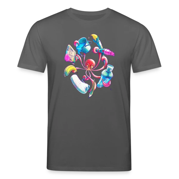 Maquette de T-shirt bio CREATOR Stanley/Stella Unisexe « Pulpograffer : Poulpe Artiste Urbain » à personnaliser