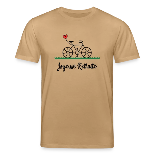 Maquette de T-shirt bio CREATOR Stanley/Stella Unisexe « Vive la Retraite : Vélo, Van et Voyages » à personnaliser