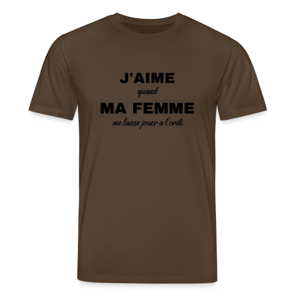 Maquette de T-shirt bio CREATOR Stanley/Stella Unisexe « Ma Femme Me Laisse Jouer à l'Ordi : Humour Gamer » à personnaliser