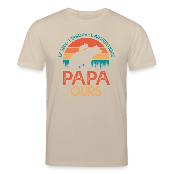 Maquette de T-shirt bio CREATOR Stanley/Stella Unisexe « Papa Ours - Le Cadeau Original pour la Fête des Pères » à personnaliser