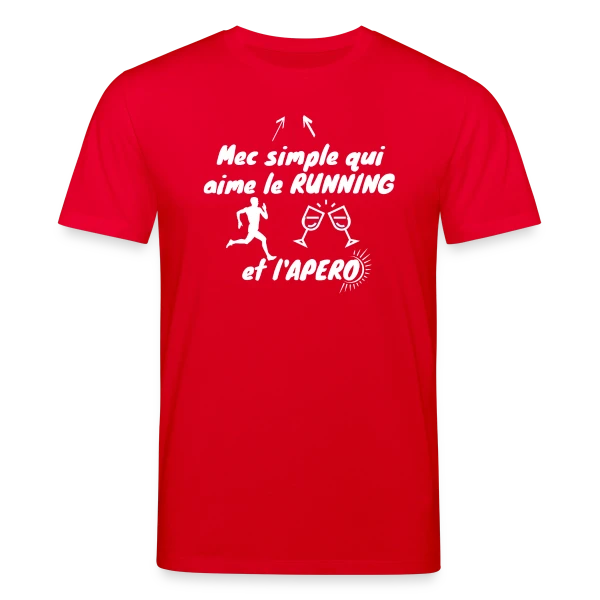 Maquette de T-shirt bio CREATOR Stanley/Stella Unisexe « Mec Simple Aime Running et Apéro - Cadeau Runner Humour » à personnaliser