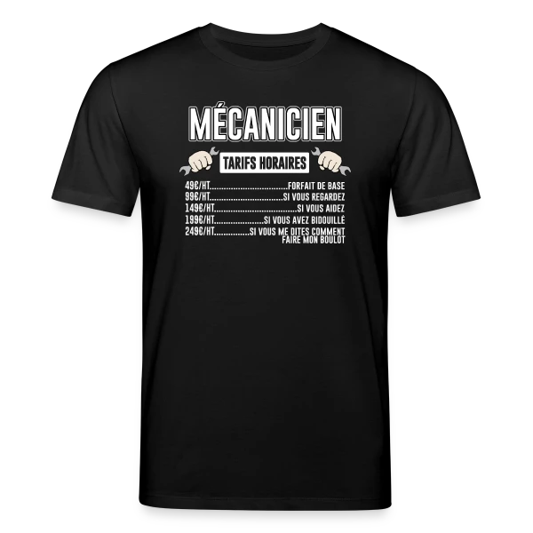 Maquette de Mécanicien : Mes Tarifs Horaires | T-Shirt Humour Auto à personnaliser