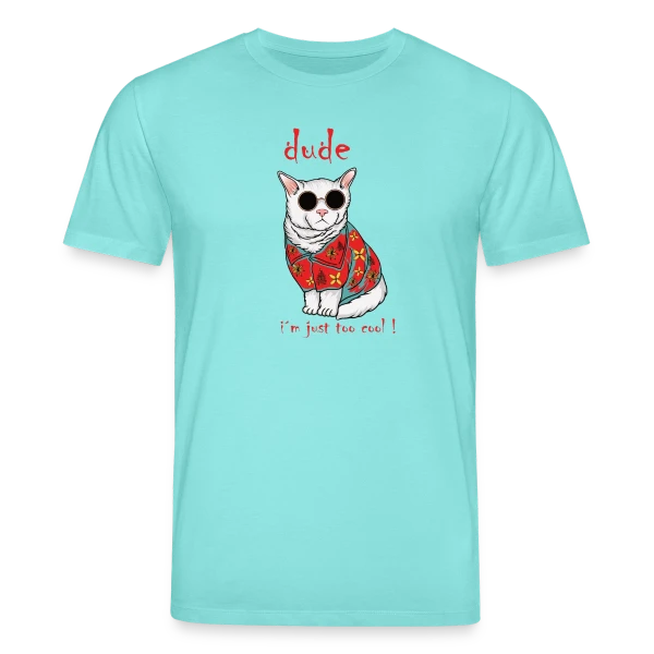 Maquette de T-shirt bio CREATOR Stanley/Stella Unisexe « Chat Cool Hawaïen » à personnaliser