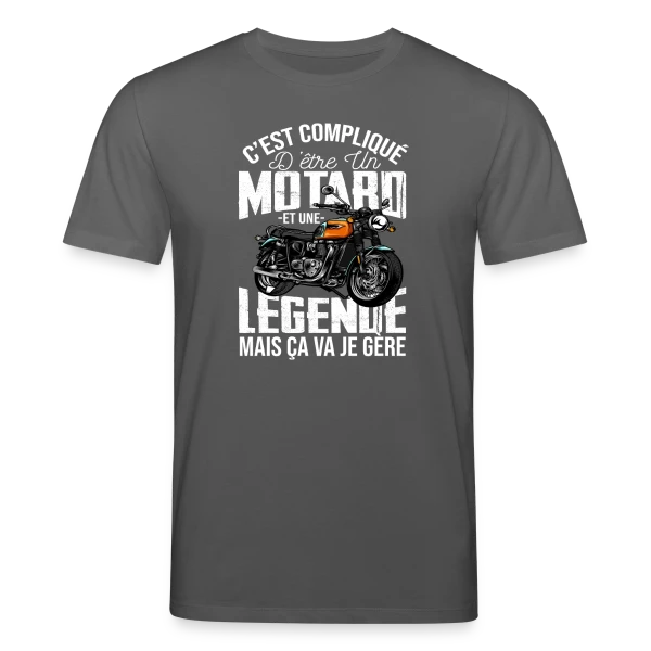 Maquette de T-shirt bio CREATOR Stanley/Stella Unisexe « Motard De Légende : Gérer Moto et Légende, C'est Mon Truc ! » à personnaliser