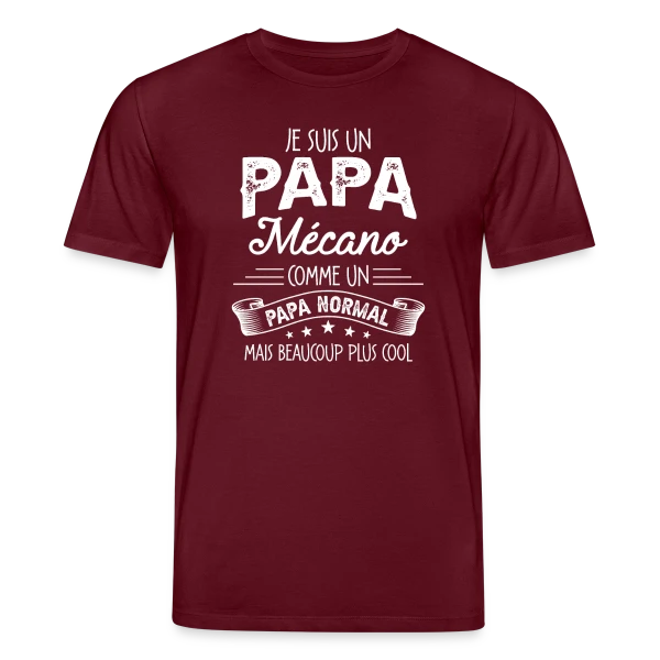 Maquette de T-shirt bio CREATOR Stanley/Stella Unisexe « Papa Mécano Humour - Beaucoup Plus Cool » à personnaliser