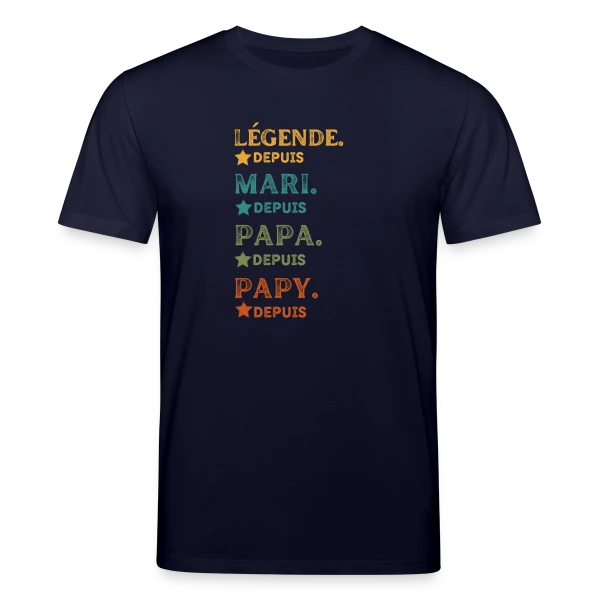Maquette de T-shirt bio CREATOR Stanley/Stella Unisexe « Légende Personnalisée : Mari, Papa, Papy Depuis [Année] » à personnaliser