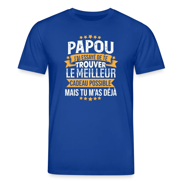 Maquette de T-shirt bio CREATOR Stanley/Stella Unisexe « Papou Humour - Tu m'as déjà comme cadeau » à personnaliser
