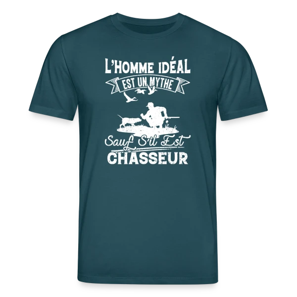 Maquette de T-shirt bio CREATOR Stanley/Stella Unisexe « L'Homme Idéal est Chasseur : Un Mythe Réel ! » à personnaliser