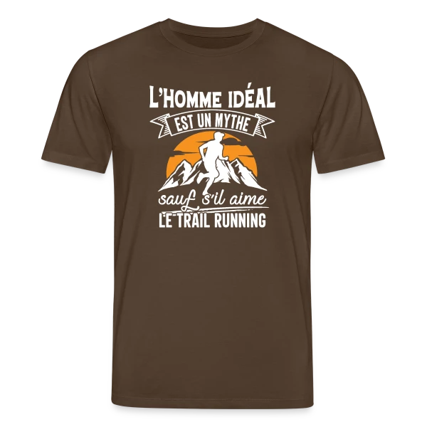 Maquette de T-shirt bio CREATOR Stanley/Stella Unisexe « L'Homme Idéal Aime le Trail Running : Un Mythe Réel ! » à personnaliser
