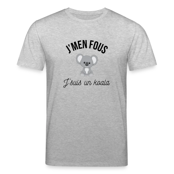 Maquette de T-shirt bio CREATOR Stanley/Stella Unisexe « "J'm'en Fous, J'suis un Koala" - Humour Décontracté » à personnaliser