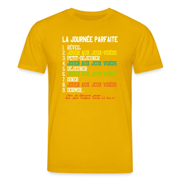 Maquette de T-shirt bio CREATOR Stanley/Stella Unisexe « 'La Journée Parfaite du Gamer' - Humour Geek » à personnaliser