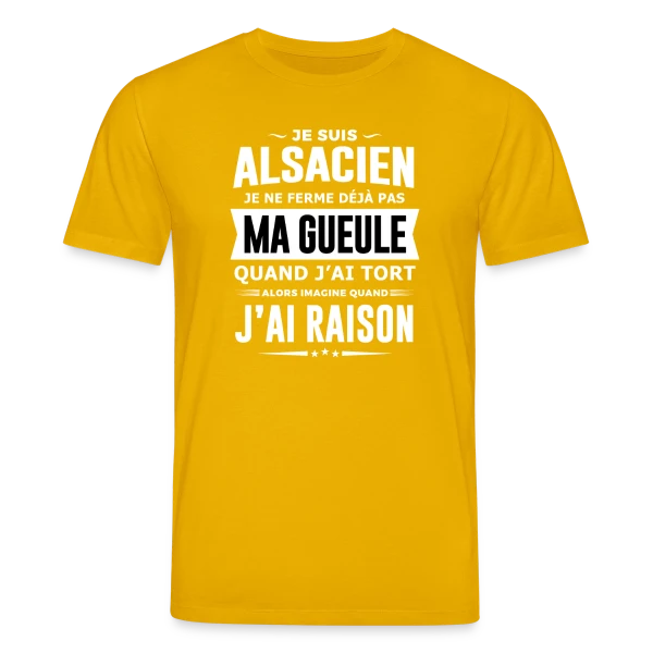 Maquette de T-shirt bio CREATOR Stanley/Stella Unisexe « Alsacien Je Ferme Pas Ma Gueule » à personnaliser