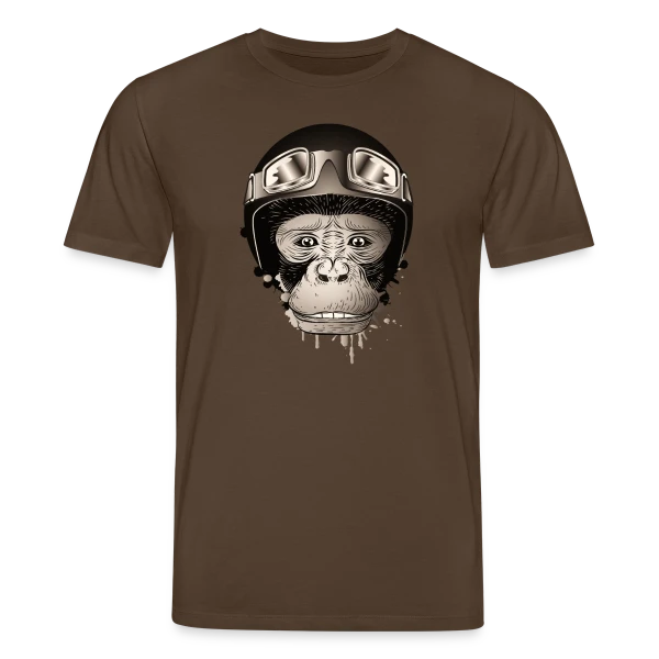 Maquette de T-shirt bio CREATOR Stanley/Stella Unisexe « Chimpanzé Motard Rétro – L'Aventure à Deux Roues » à personnaliser